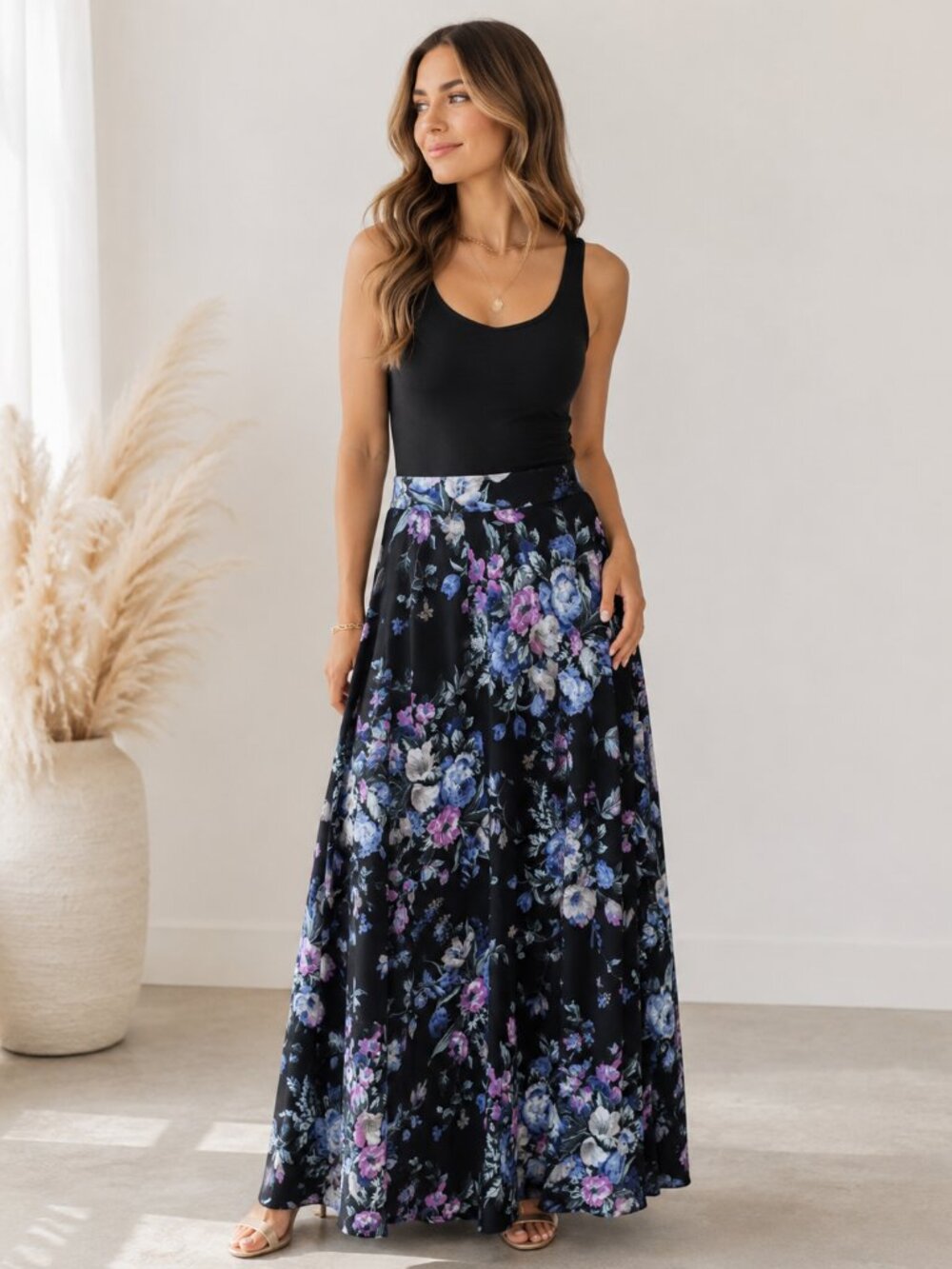 Zimmermann Black Purple Floral Maxi Skirt Womens 2 Moncur Circle Midnight Luxur